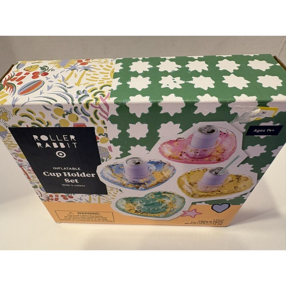 Roller Rabbit x Target Inflatable Cup Holder Set with 4 colors FACTORY SEALED